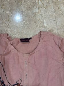 Pink Kurti with Embroidery