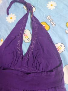 Purple Pinteresty Sequin Halter Neck Top