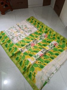 Pure Cotton Sari Alover Multicolor Fabric Painting