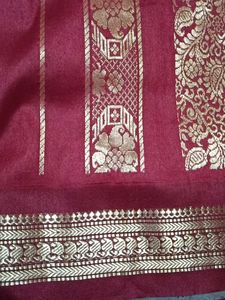 Maroon &amp; Electric Blue Colour Sari