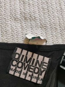 Korean Black Tube Top with Buckle Detail