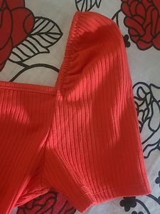 Red Fitted Top- Shein