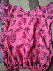 Pink Butterfly Print Crop Top