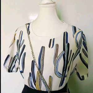 Chic Cactus Print Blouse