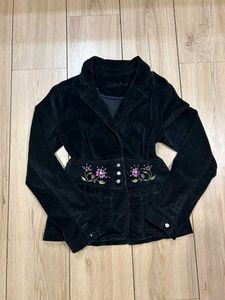 Black Embroidered Velvet Blazer