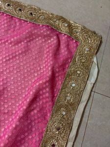 Pink Mirror Work saree