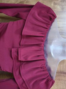 Burgundy Ruffled Bardot Top