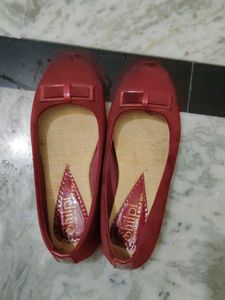 Burgundy Ballet Flats with Bow
