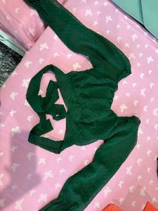 Green Polka Dot Crop Top