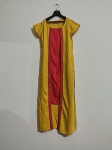 Printed Straight Layered Kurtha, Size:S