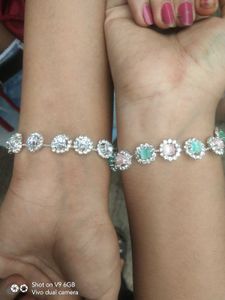 Rhinestone and Pastel Gem Bracelets - Set of Two
