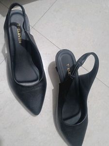 T-Eleven Black Slingback Kitten Heels