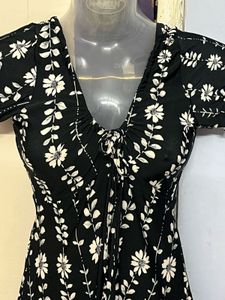 Pintrest Yk2 Floral Print Black Dress