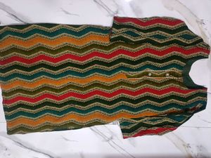 Colorful Zigzag Kurti Set Suit Salwar Dupatta