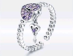 925 Sterling Silver Heart Lock & Key Ring