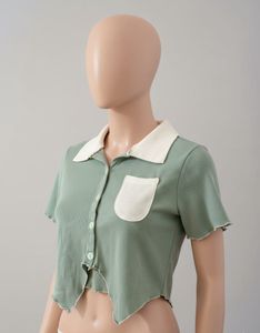 Mint Green Cropped Polo Top