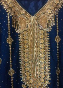 Elegant Blue &amp; Gold Kurta Sharara