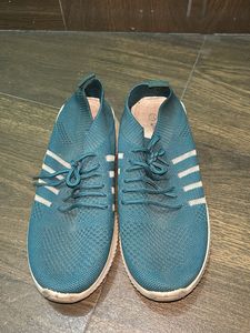 Teal Knit Sneakers