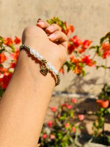 Pearl & Gold Heart Bracelet