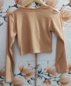 Nude Colour Knot Crop Top For Women