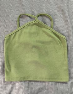 Green criss cross halter tank top