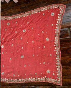 Coral Embellished Saree with Blouse