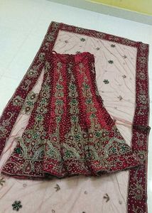 Bridal Fish Cut Full Zardozi Work Zari Kundan Wor