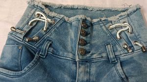 Unique High-Waisted Denim Shorts