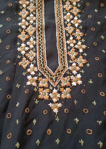 black short kurta with embroidery design