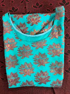 Teal Floral Print Kurti