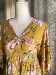 Mustard Yellow Floral Top Super Soft