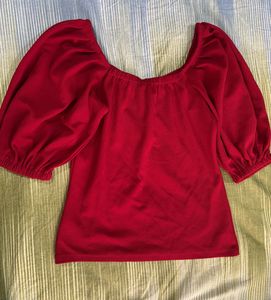 Red Puff Sleeve Top