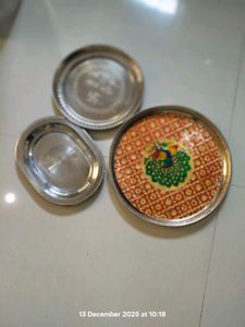 Decorative Pooja Thali Set (3 Pieces)