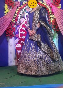 Elegant Navy Blue &amp; Gold Lehenga
