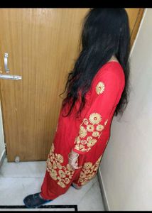 Red Embroidered Kurta Set gota patti salwar kurt