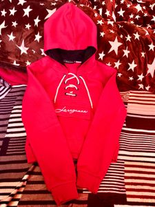 Red Lace-Up Hoodie