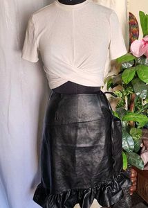 Tie Up Asymmetrical Peplum Skirt