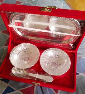 Silver Plated Bowl With Tray Set