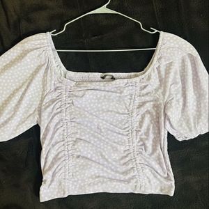 Polka Dot Puff Sleeve Top