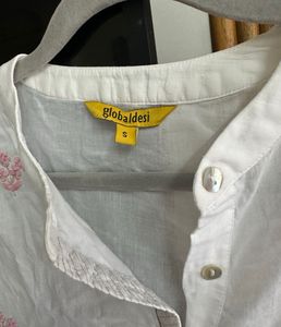 White Embroidered Cotton Kurti