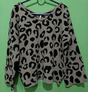 Leopard Print V-Neck Sweater