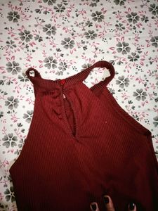 Maroon Halter Neck Dress