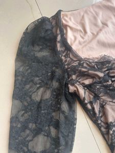 Urbanic Black Fitted Net Top(M)