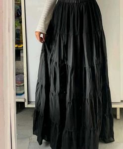 Pinteresty Black Long Tiered Skirt