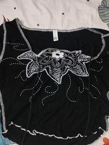 Black Floral Print Top