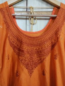 Orange Kurta With Trouser And Dupatta