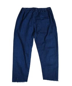 Comfy Blue Denim Elastic Waist Cropped Pant