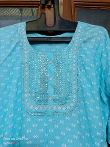 🇳🇿💫💗Aqua Polka Dot Office Wear Kurti