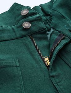 Green Regular Fit High-Rise Clean Pants