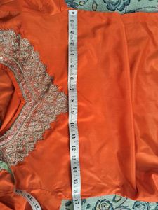 Orange Embroidered Kurta With Shalwar
